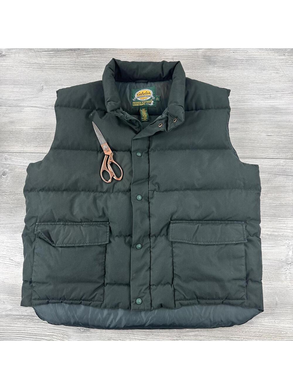 Cabelas Goose Down Puffer Vest Mens XLT Deep Forest Green Quilted Premiere